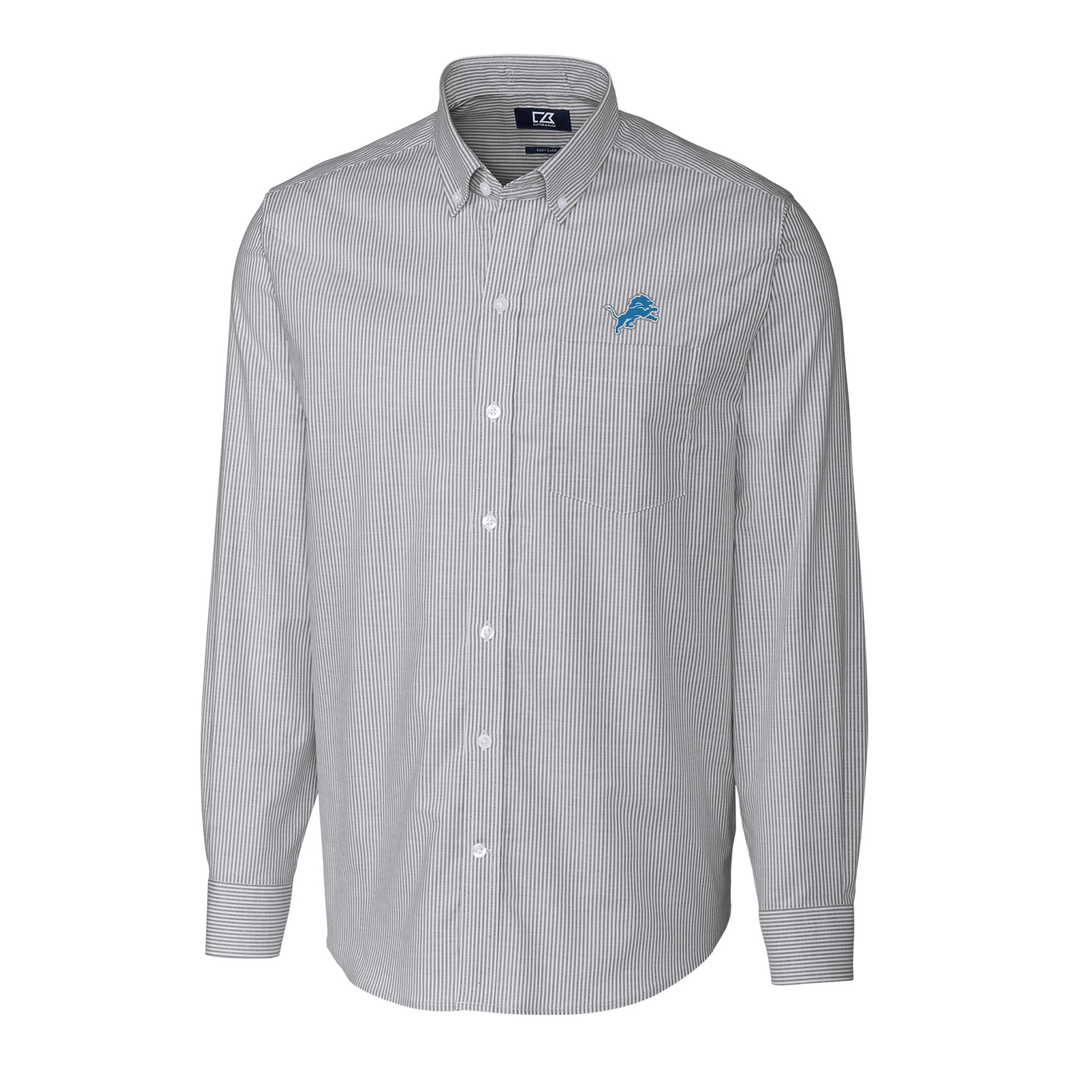 Men’s Cutter & Buck Charcoal Detroit Lions Big & Tall Stretch Striped Oxford Long Sleeve Woven Button Down Shirt Men’s Cutter & Buck Charcoal Detroit Lions Big & Tall Stretch Striped Oxford Long Sleeve Woven Button Down Shirt