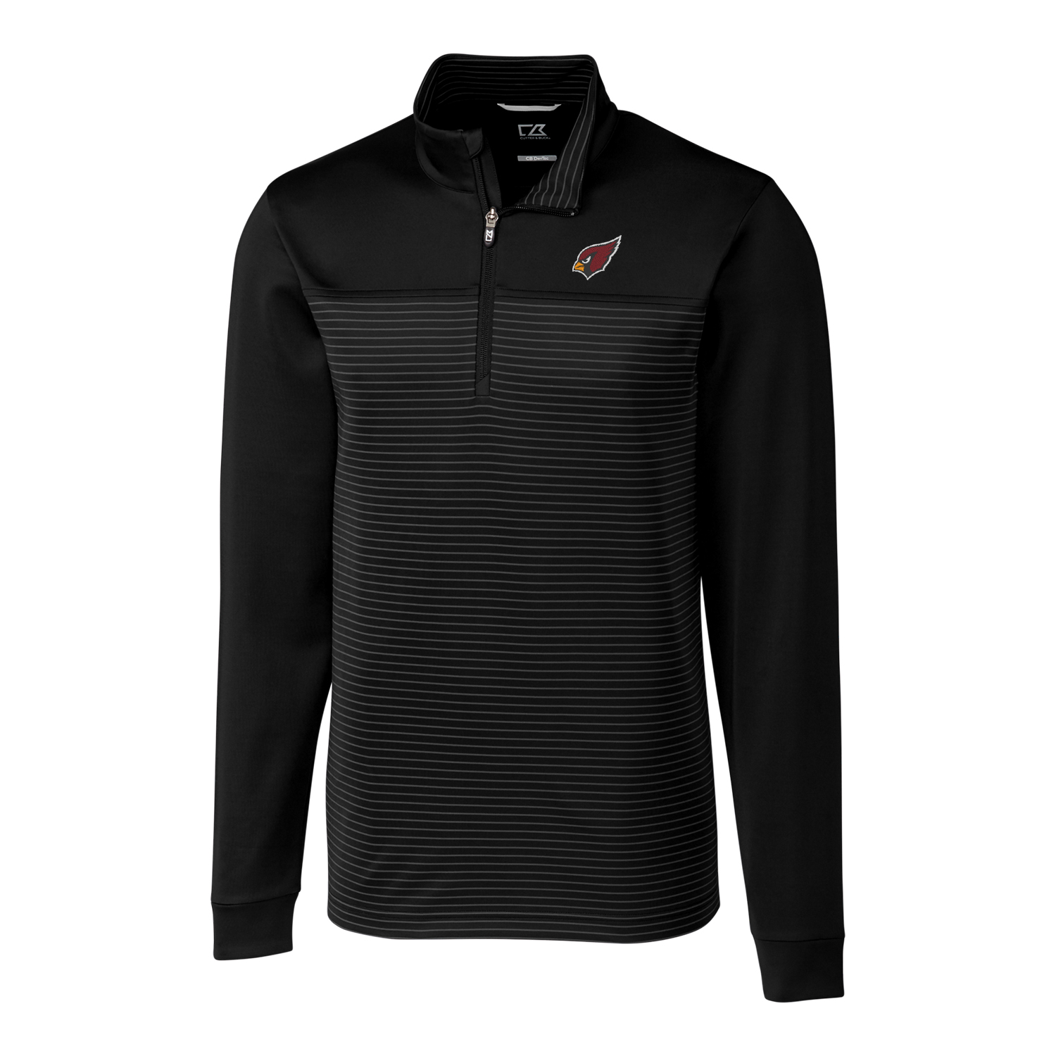 Men's Cutter & Buck Black Arizona Cardinals Big & Tall Traverse Stripe Half-Zip Pullover Jacket