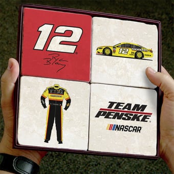 Ryan Blaney NASCAR Marble Coaster 4-Pack Set