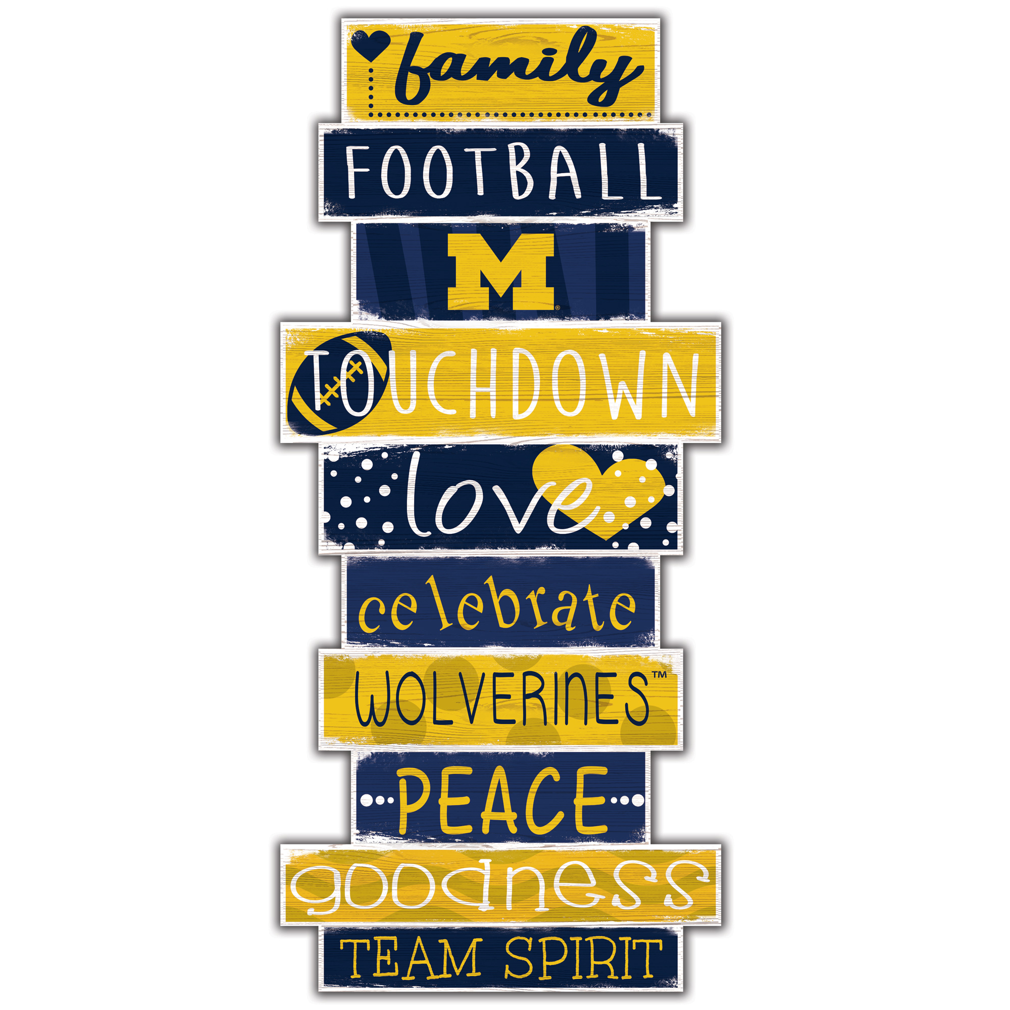 Michigan Wolverines 5'' x 24'' Celebrations Stack Sign