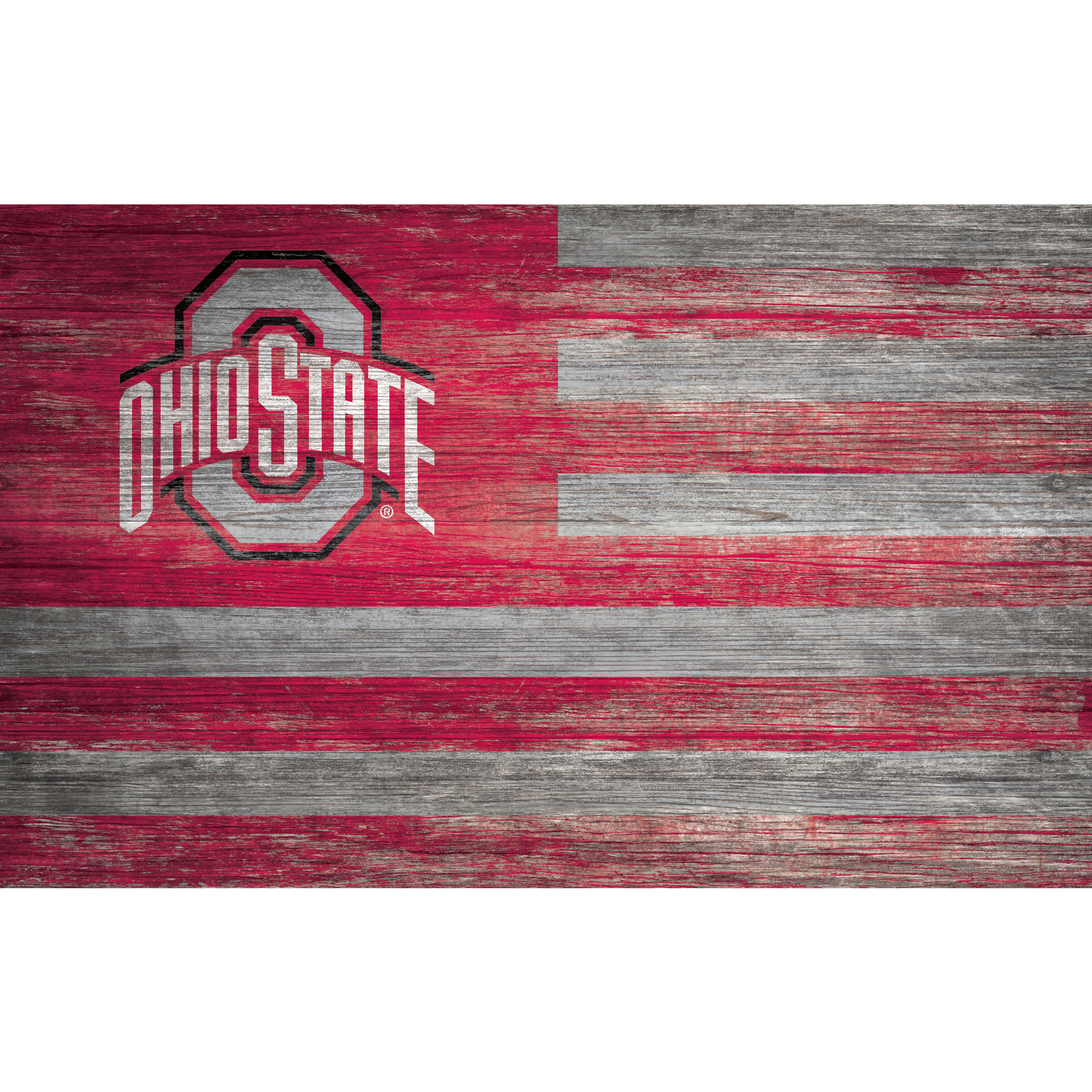 Ohio State Buckeyes 11'' x 19'' Distressed Flag Sign
