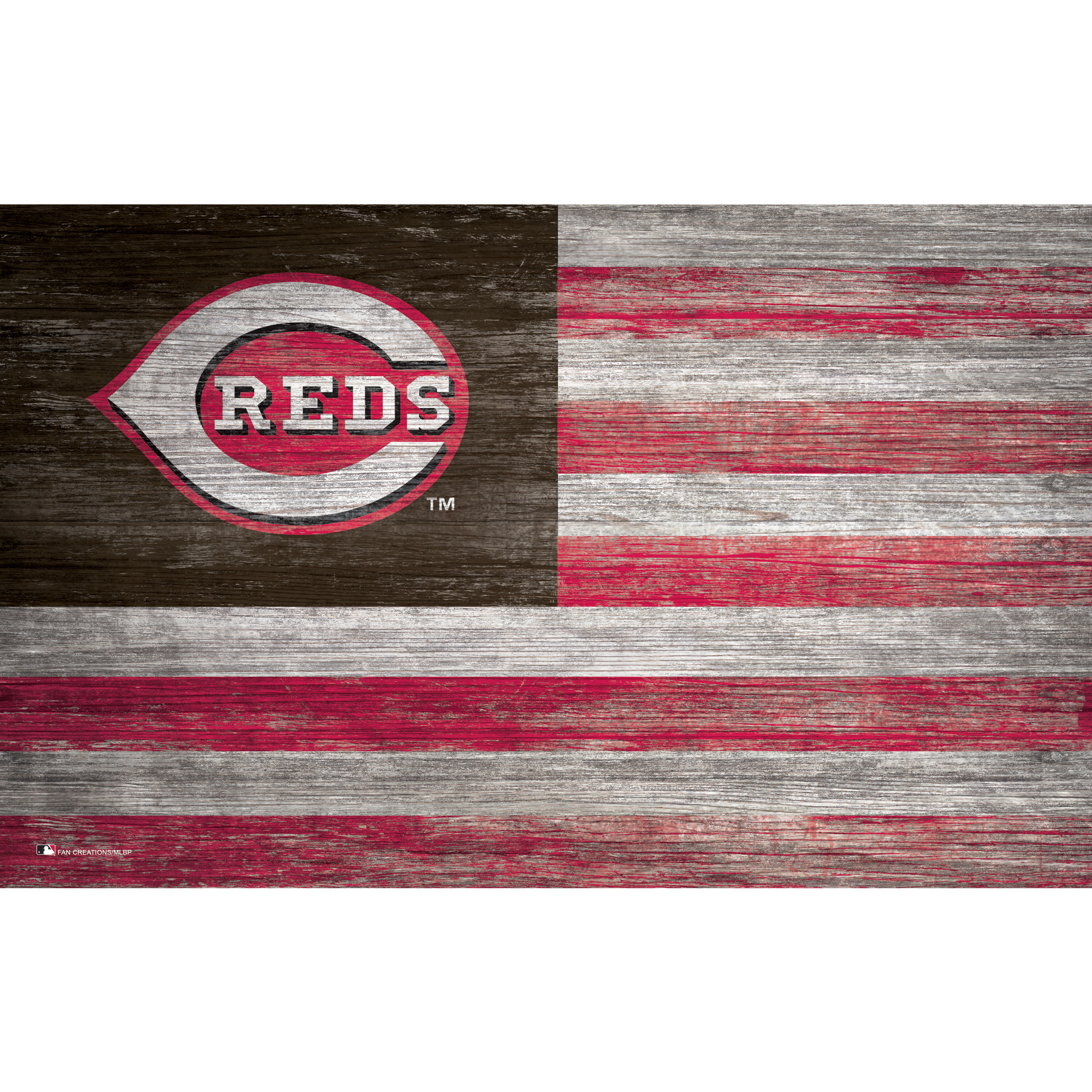 Cincinnati Reds 11” x 19” Distressed Flag Sign Cincinnati Reds 11” x 19” Distressed Flag Sign