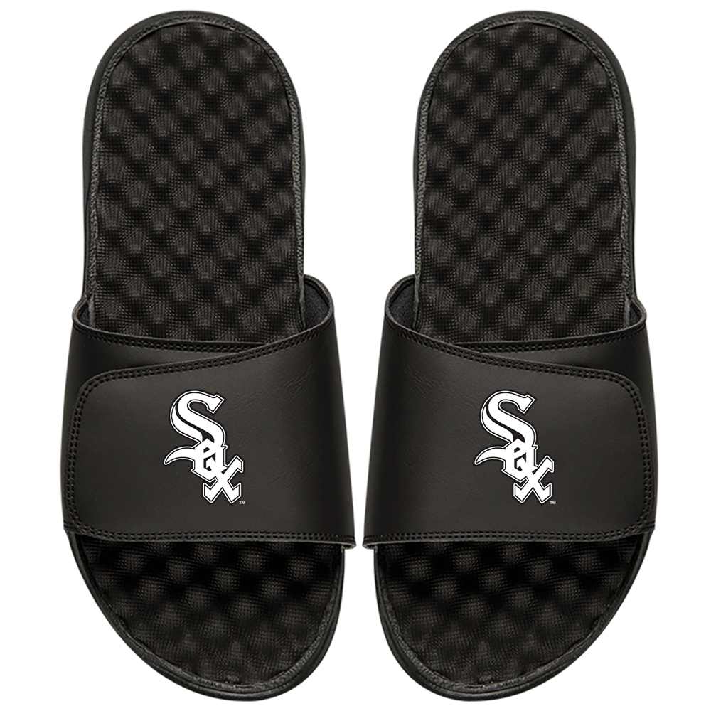 Men’s ISlide Black Chicago White Sox Primary Logo Slide Sandals Men’s ISlide Black Chicago White Sox Primary Logo Slide Sandals