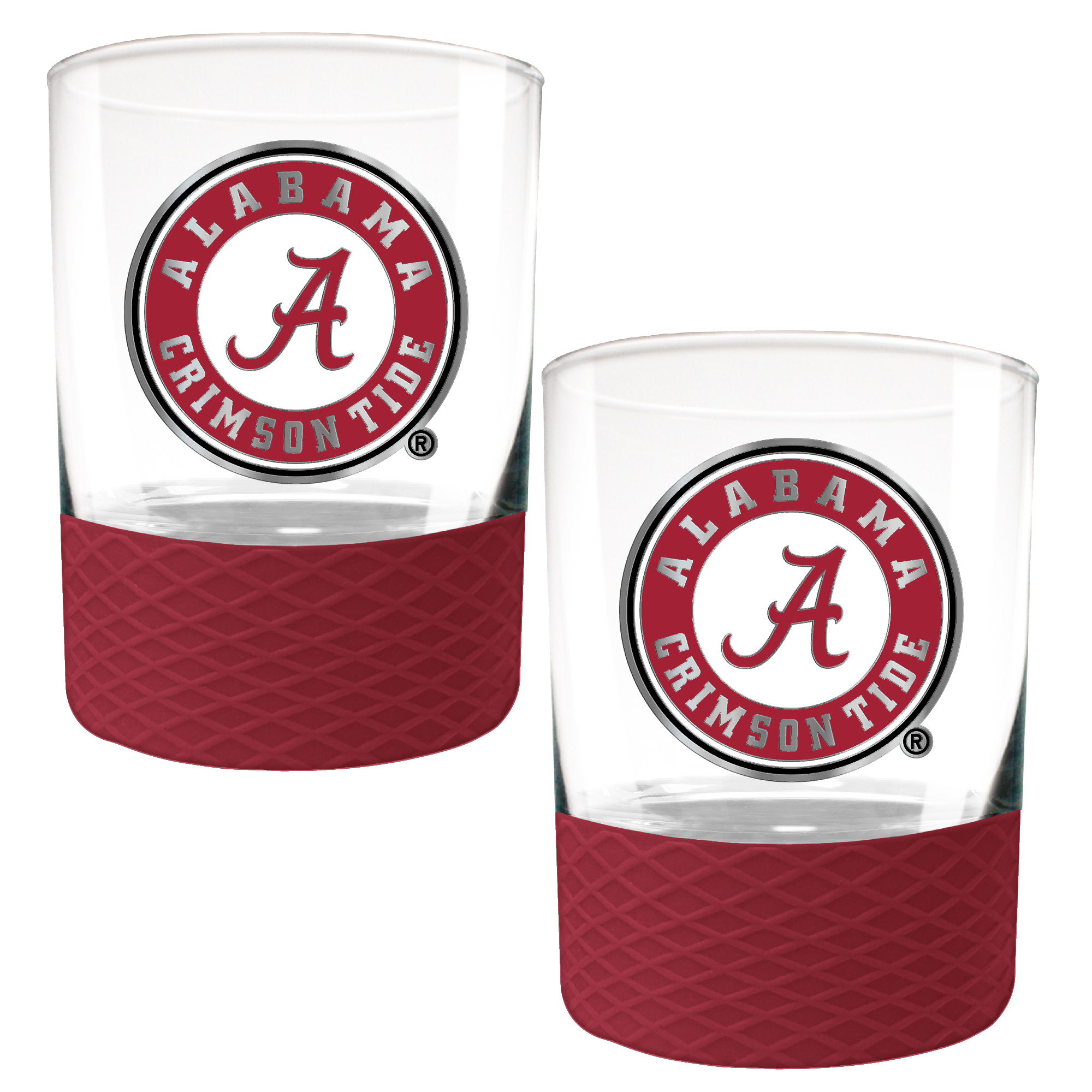 Alabama Crimson Tide 2-Pack 14oz. Rocks Glass Set with Silcone Grip