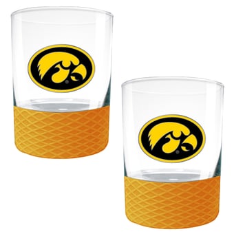 Yellow Iowa Hawkeyes 2-Pack 14oz. Rocks Glass Set with Silcone Grip