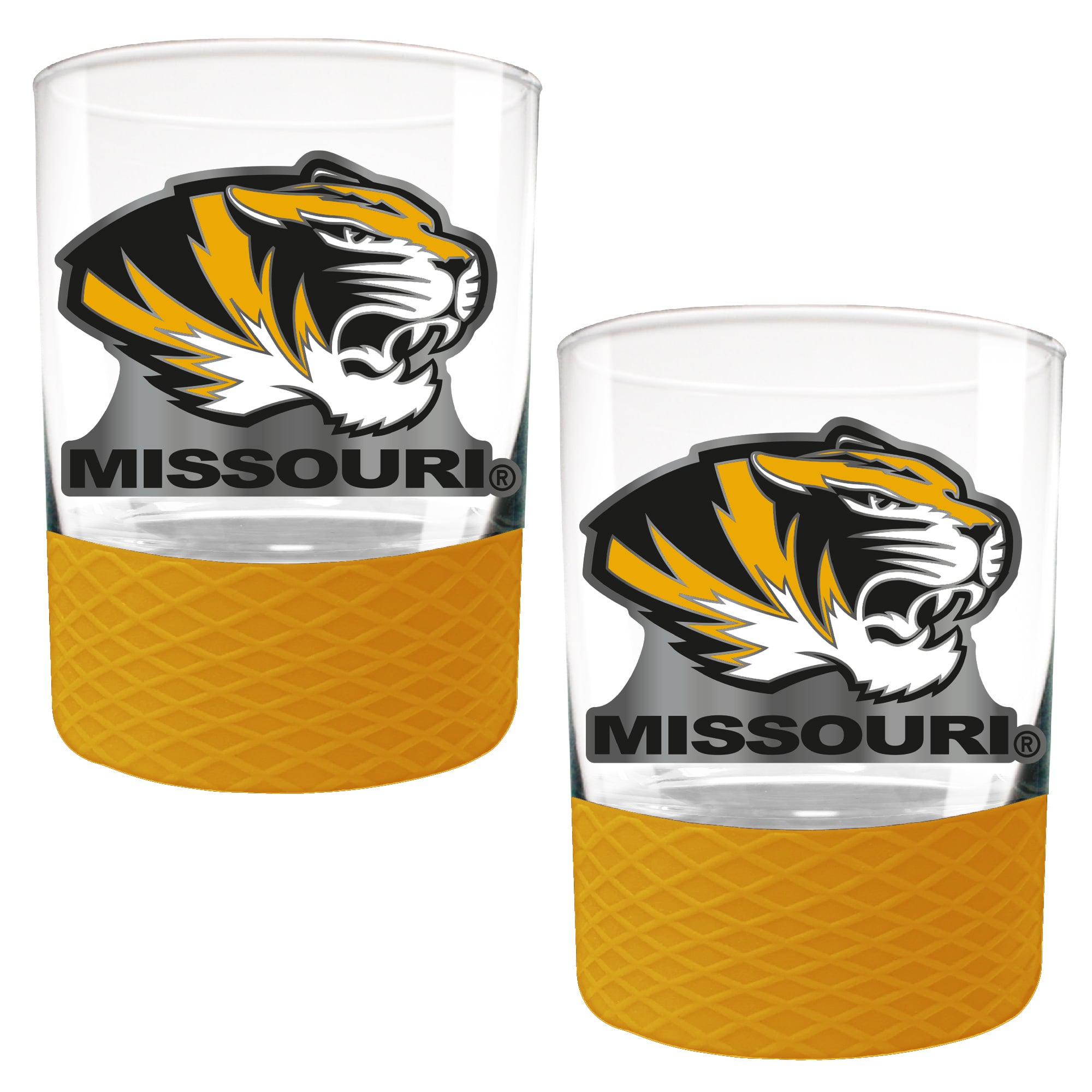 Missouri Tigers 2-Pack 14oz. Rocks Glass Set with Silcone Grip