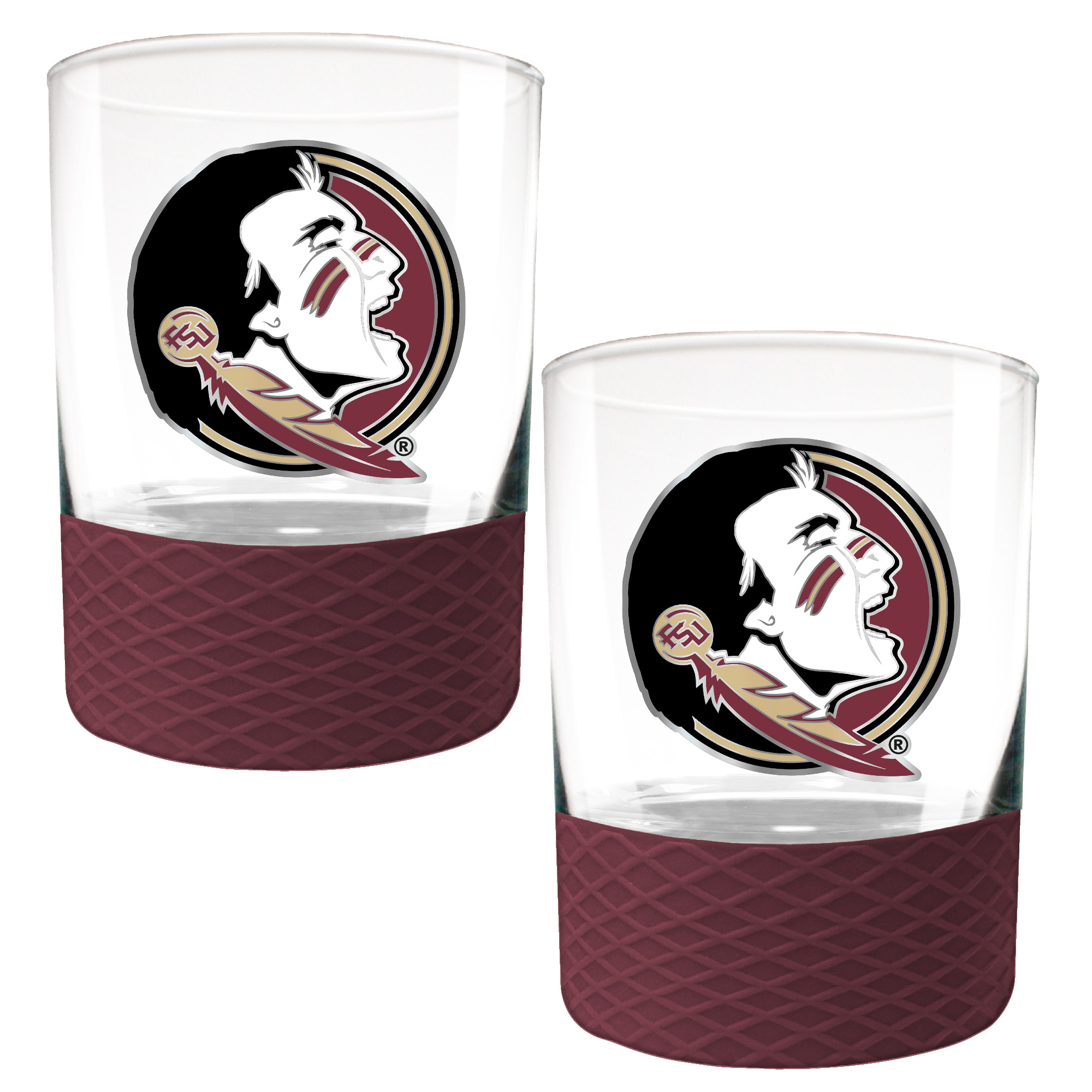 Florida State Seminoles 2-Pack 14oz. Rocks Glass Set with Silcone Grip