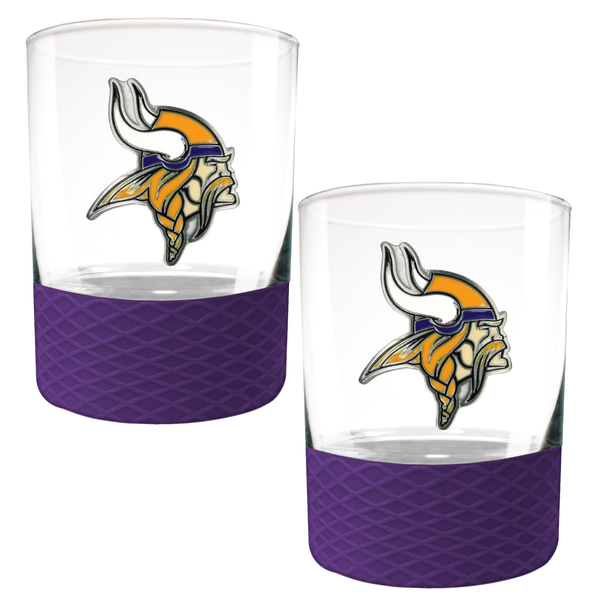 Minnesota Vikings 2-Pack 14oz. Rocks Glass Set with Silcone Grip