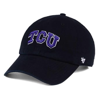Men's '47 Black TCU Horned Frogs Clean Up Adjustable Hat
