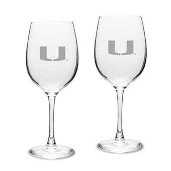 Miami Hurricanes 2-Piece 16oz. White Wine Glasses Set