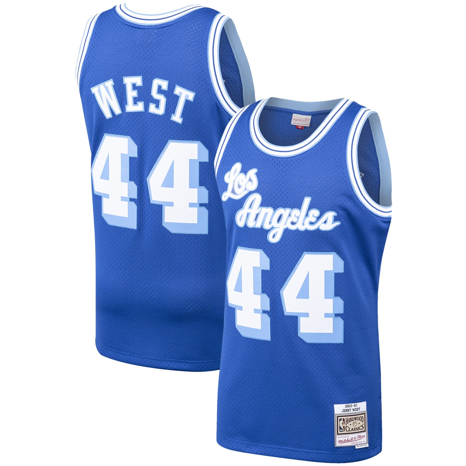 Men's Mitchell & Ness Jerry West Royal Los Angeles Lakers Hardwood Classics Swingman Jersey