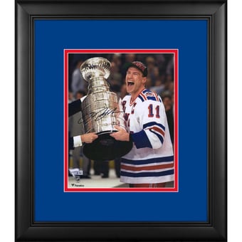Mark Messier New York Rangers Framed Autographed 8" x 10" Receiving Stanley Cup Photograph