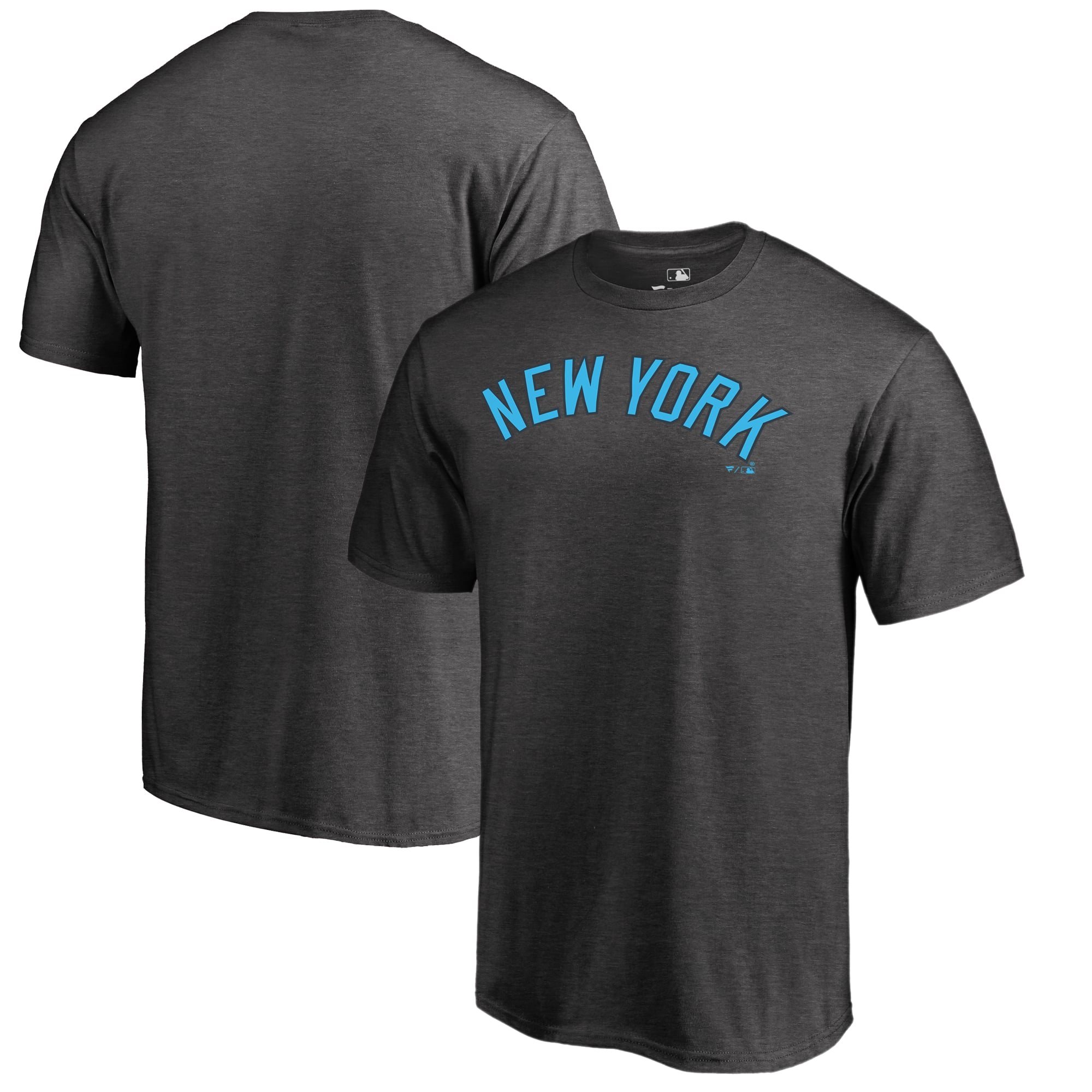 Men's Heathered Charcoal New York Yankees Blue Wordmark T-Shirt
