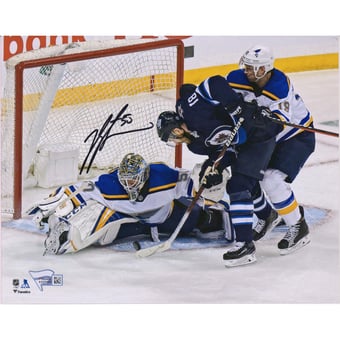 Jordan Binnington St. Louis Blues Autographed 8" x 10" 2019 Stanley Cup Playoffs Game 1 Game-Preserving Save vs. Winnipeg Photograph