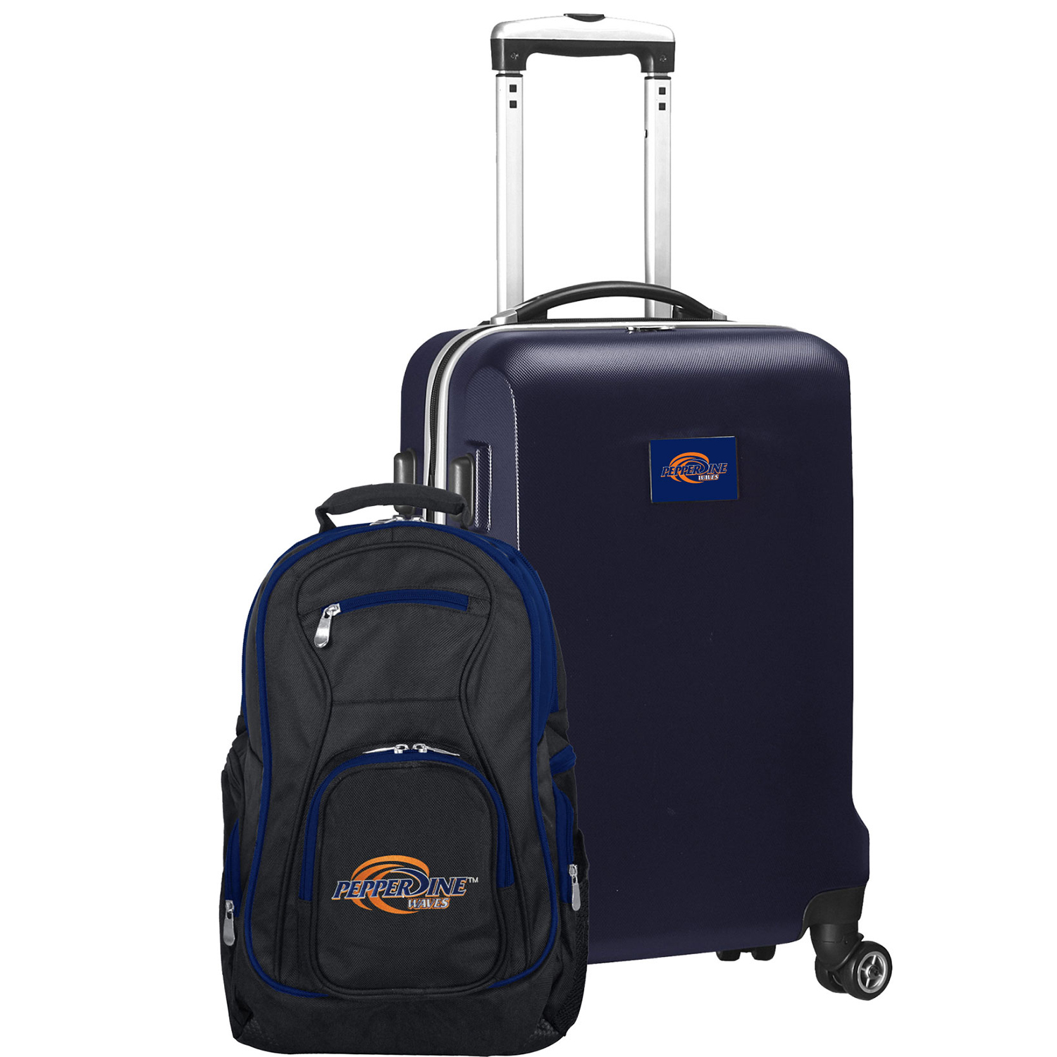 Pepperdine Waves Deluxe 2-Piece Backpack and Carry-On Set - Navy