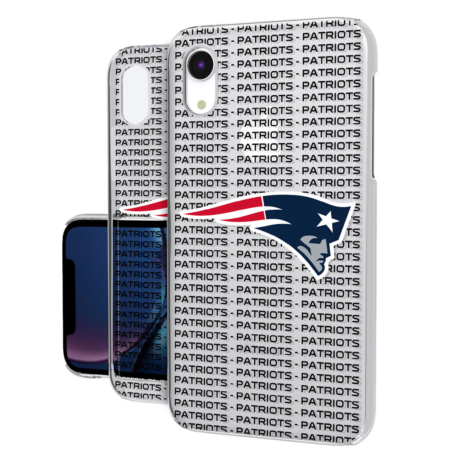 New England Patriots iPhone Clear Text Backdrop Design Case