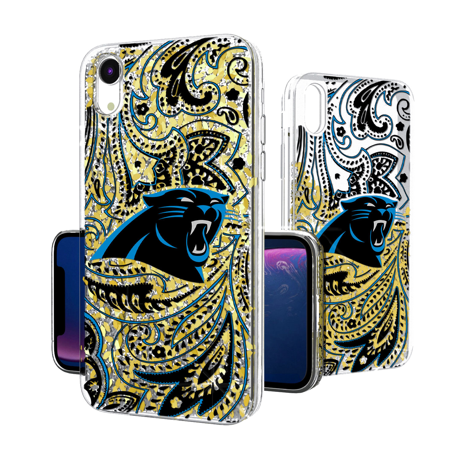 Carolina Panthers iPhone Paisley Design Glitter Case