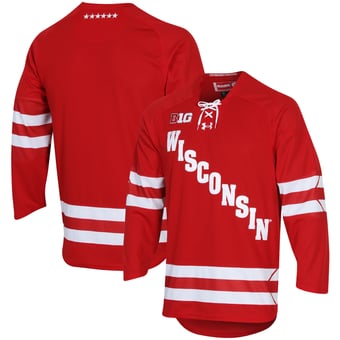 Youth Under Armour Red Wisconsin Badgers Replica Team Hockey Jersey