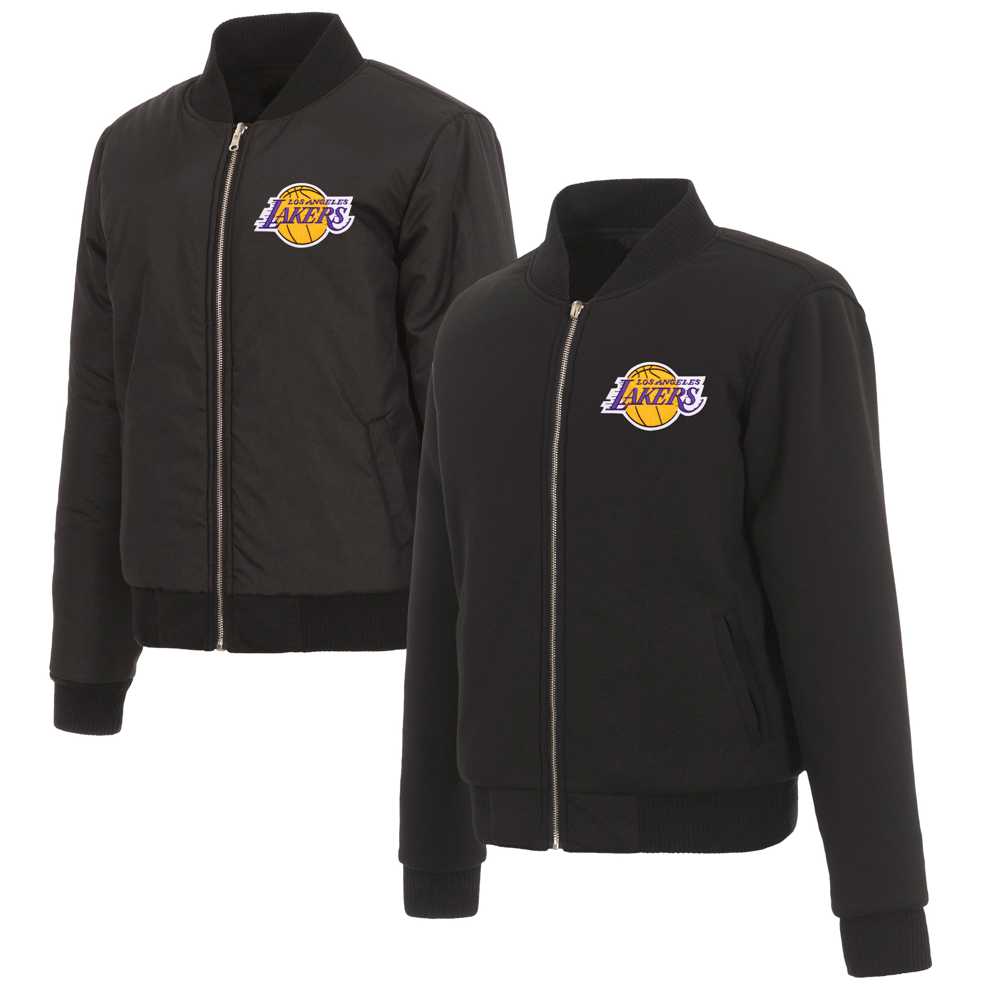 Los Angeles Lakers JH Design Women’s Reversible Jacket with Fleece and Nylon Sides – Black Los Angeles Lakers JH Design Women’s Reversible Jacket with Fleece and Nylon Sides – Black