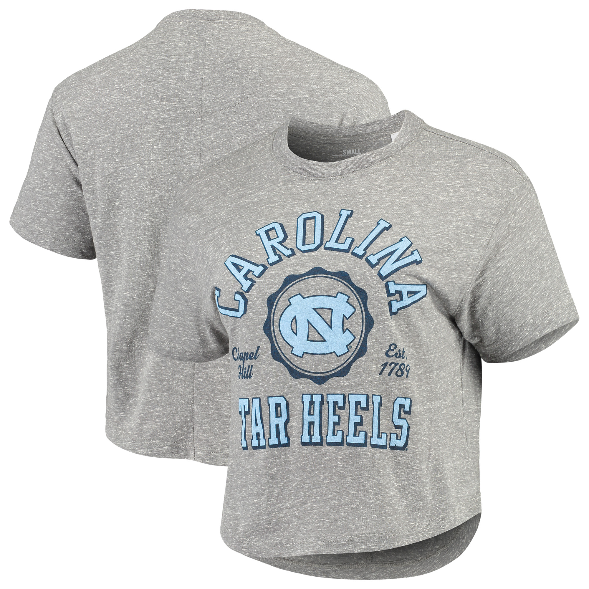 Women's Pressbox Gray North Carolina Tar Heels Bishop Tri-Blend Knobi Crop T-Shirt, another view