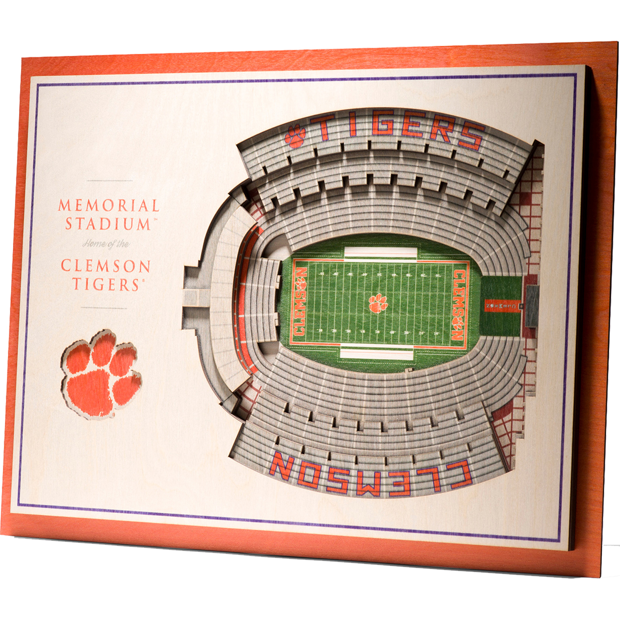 Fanpoint Clemson Tigers 17'' x 13'' 5-Layer StadiumView 3D Wall Art
