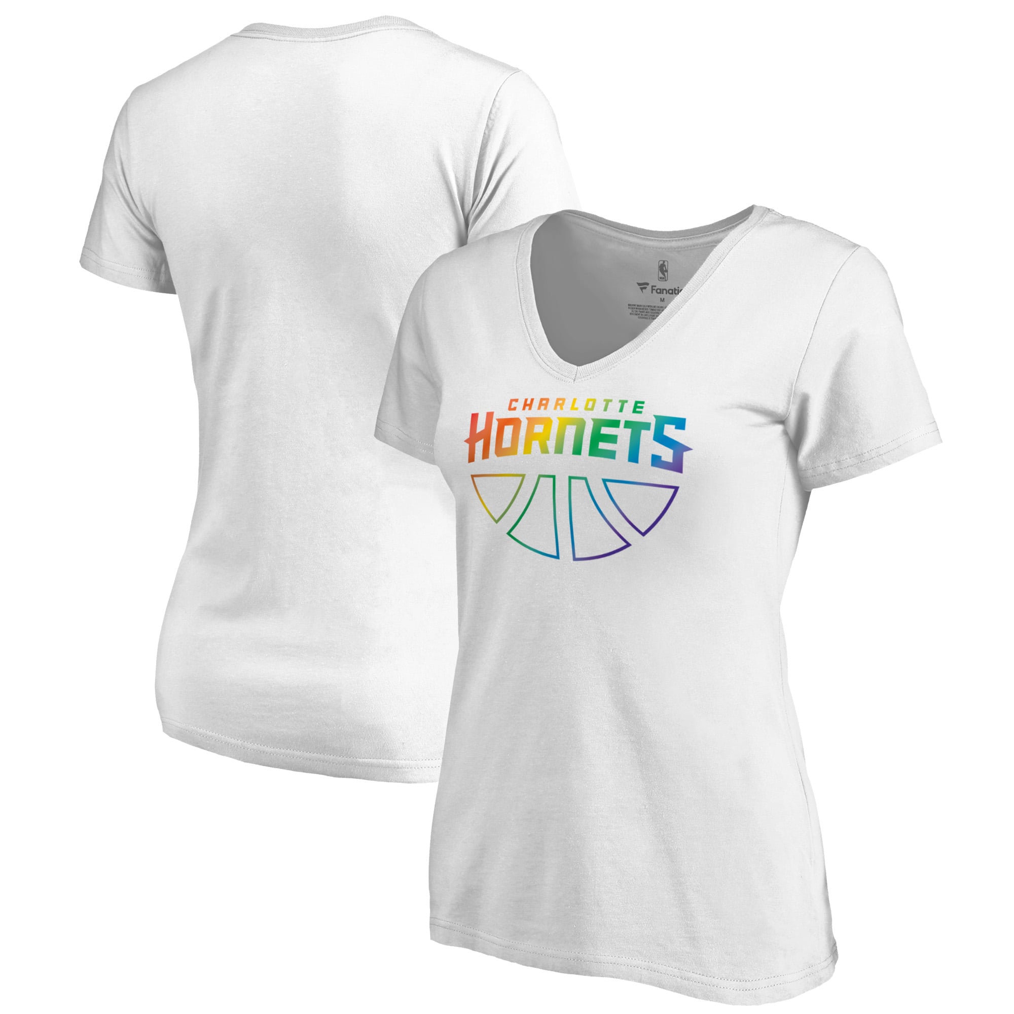 Women's White Charlotte Hornets Team Pride Wordmark V-Neck T-Shirt