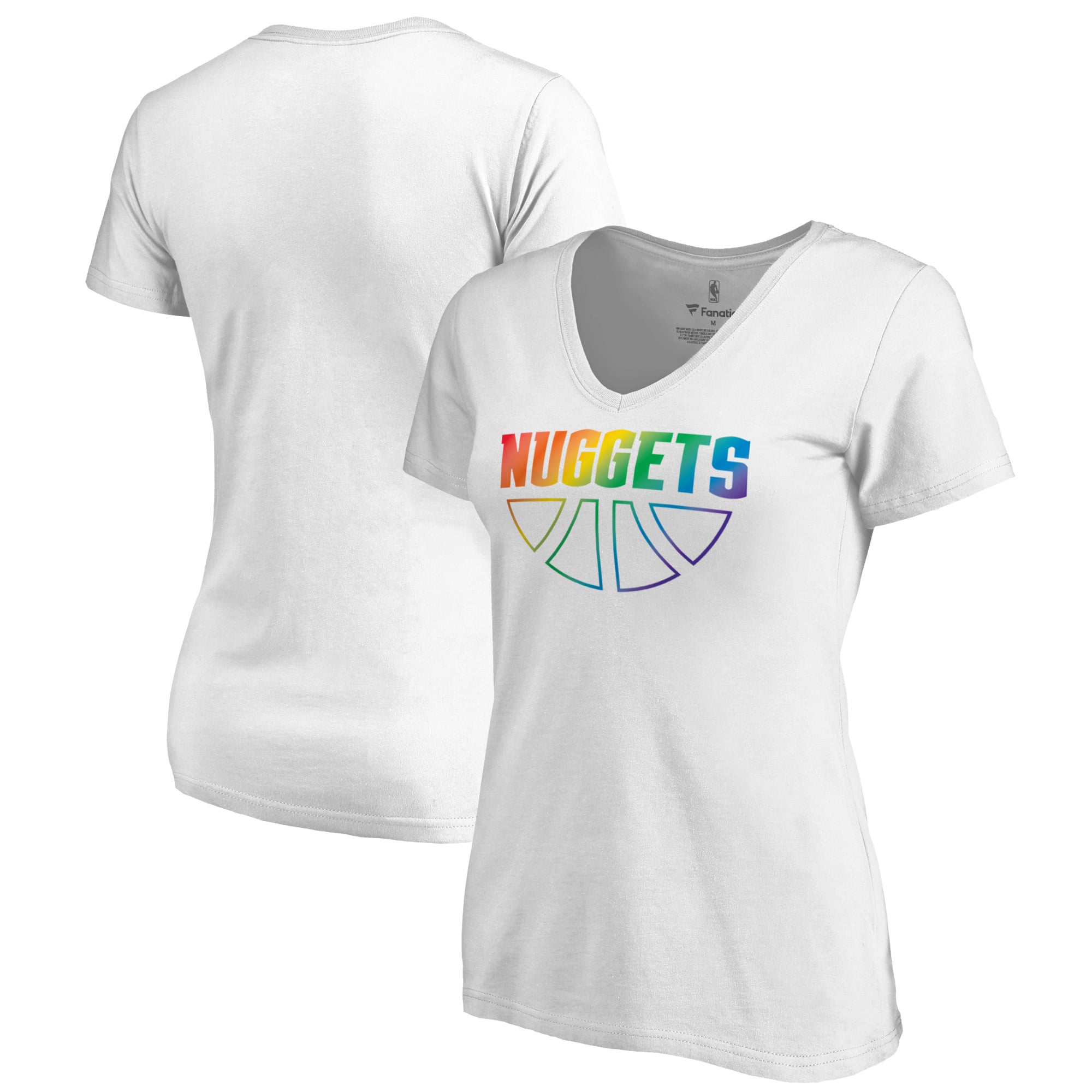 Women's White Denver Nuggets Team Pride Wordmark V-Neck T-Shirt