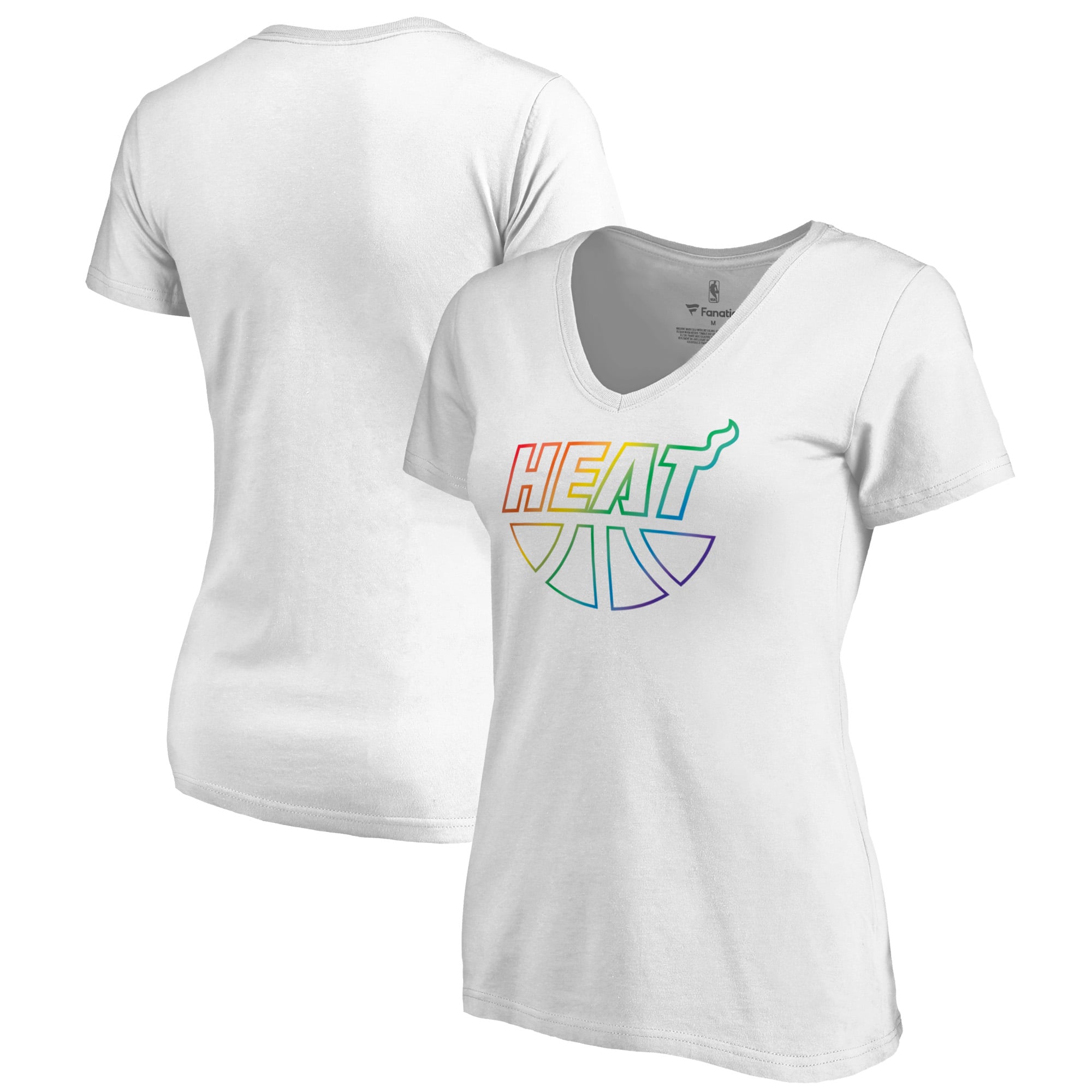 Women's White Miami Heat Team Pride Wordmark V-Neck T-Shirt