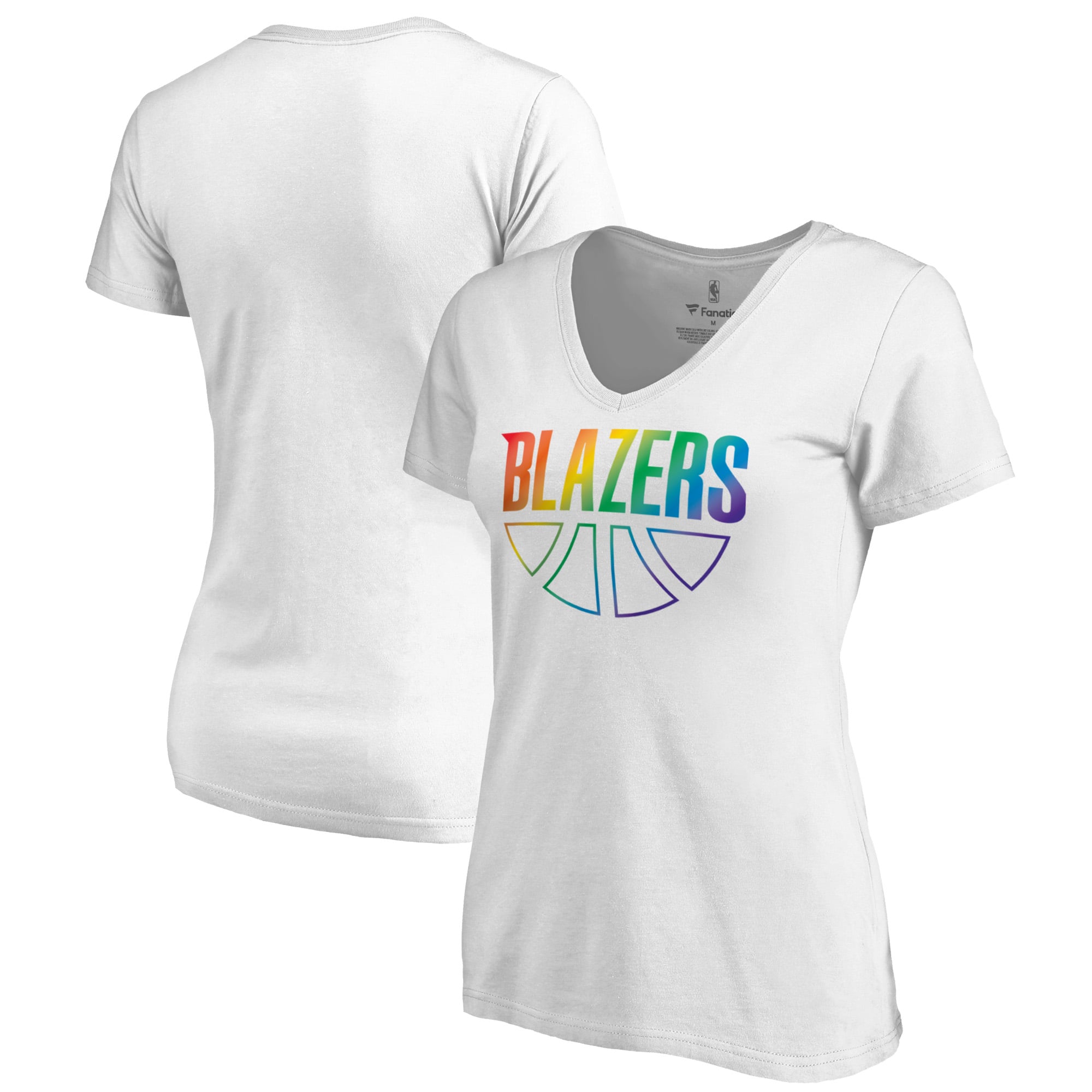 Women's White Portland Trail Blazers Team Pride Wordmark V-Neck T-Shirt