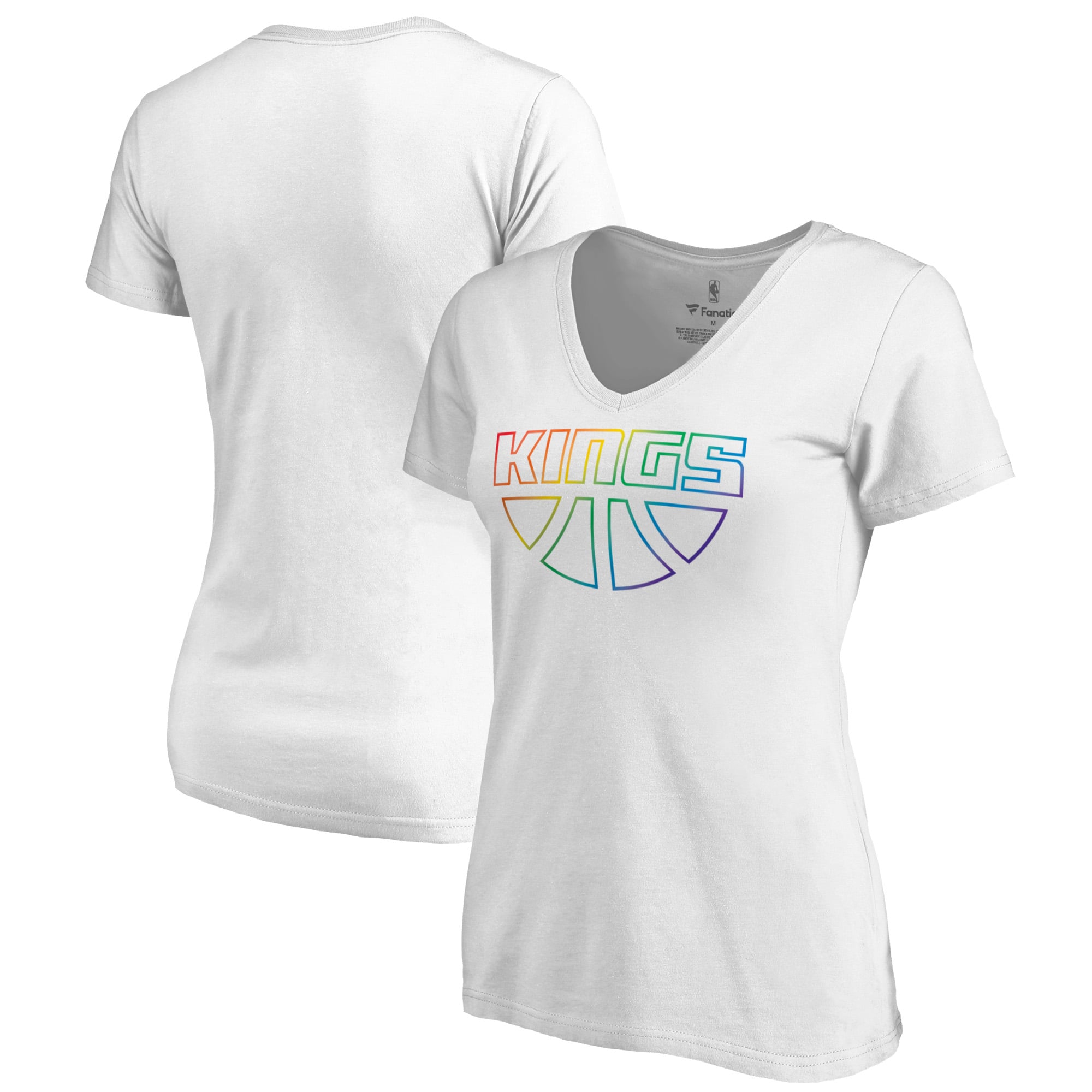 Women's White Sacramento Kings Team Pride Wordmark V-Neck T-Shirt