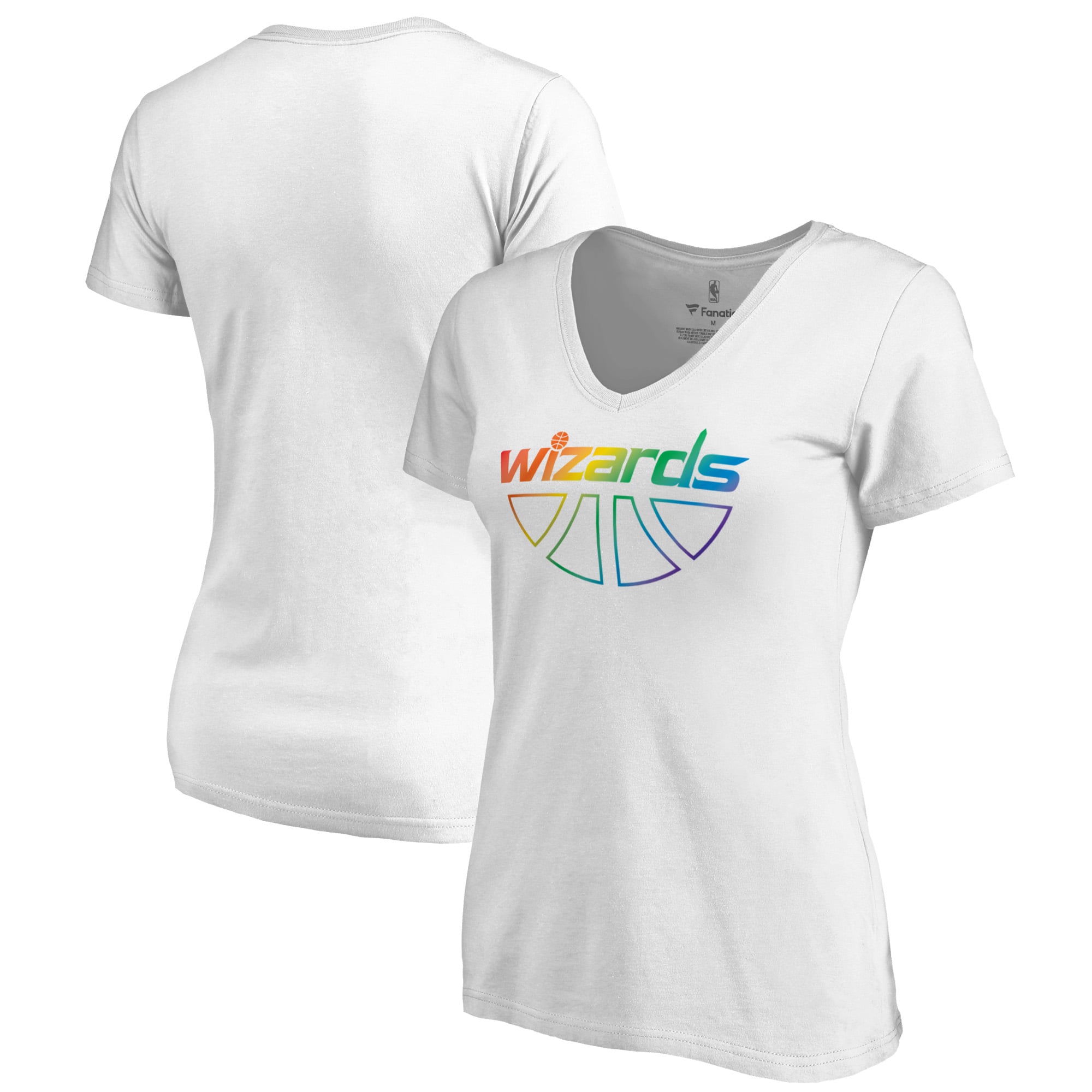 Women's White Washington Wizards Team Pride Wordmark V-Neck T-Shirt