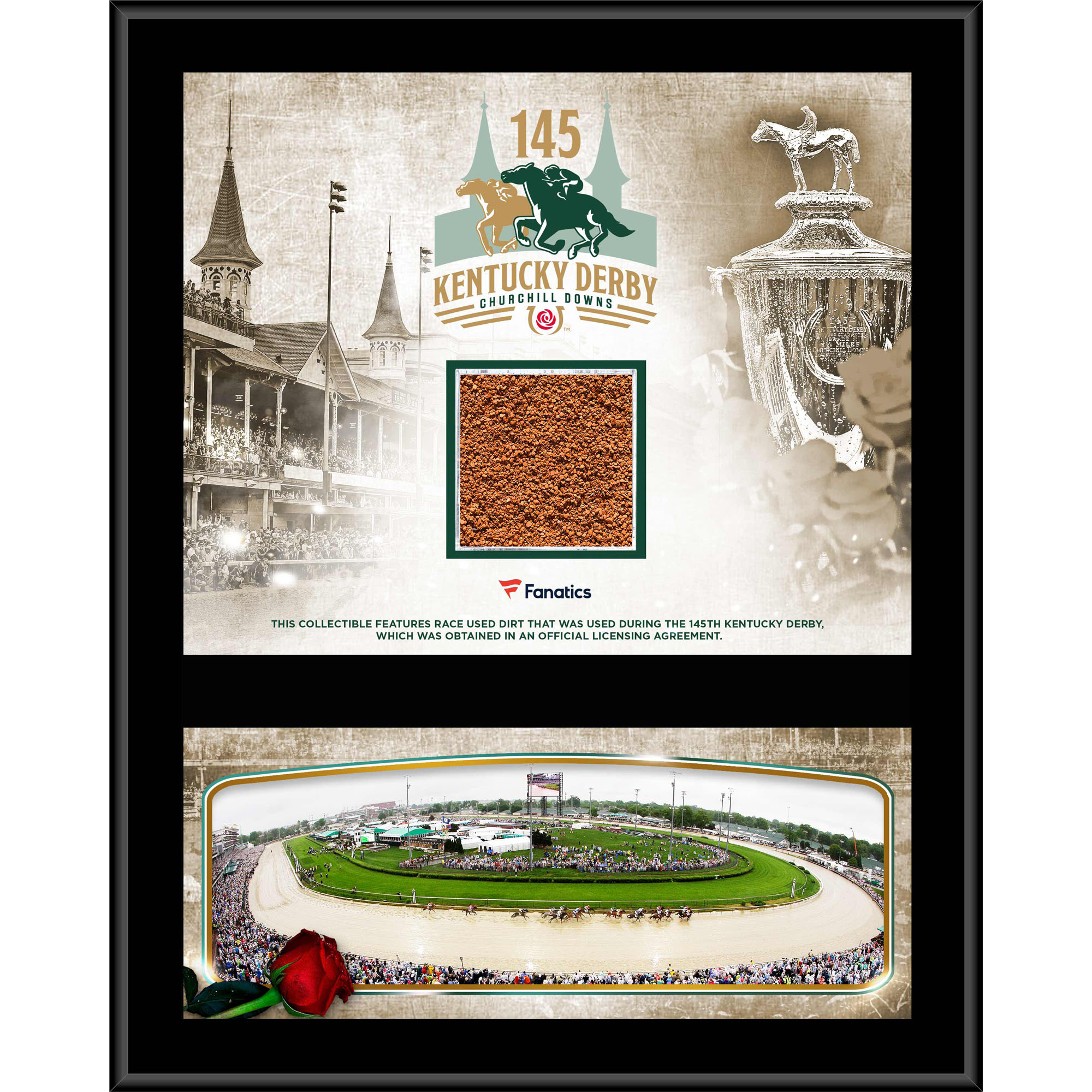 Kentucky Derby 145 12" x 15" Event Sublimated Plaque with Race-Used Dirt from the 145th Kentucky Derby