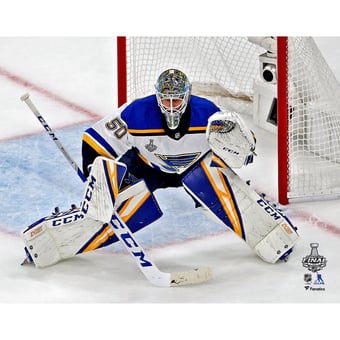Jordan Binnington St. Louis Blues Unsigned 2019 Stanley Cup Final Game 5 In Net vs. Boston Bruins Photograph
