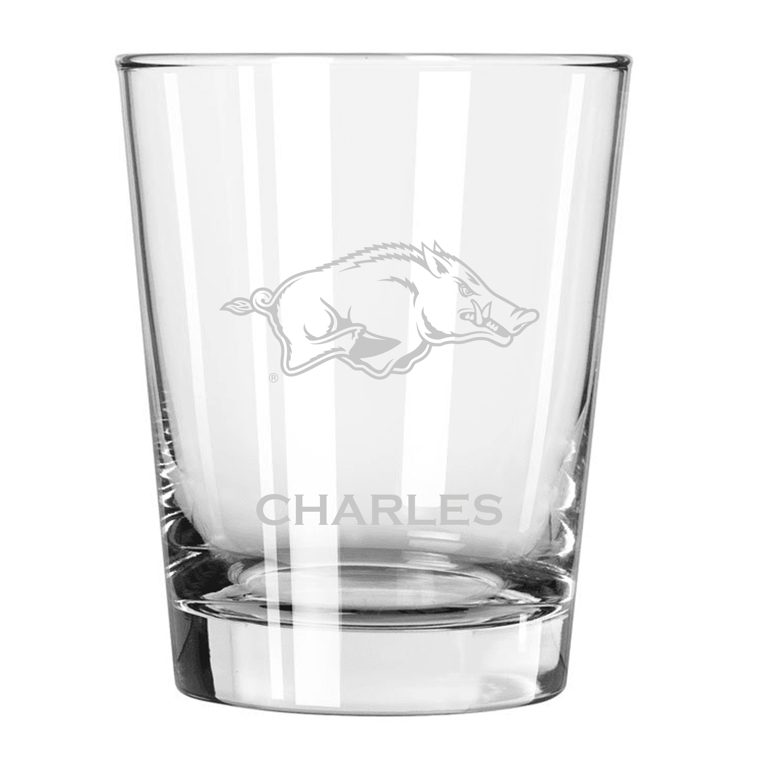 Arkansas Razorbacks 15oz. Personalized Double Old Fashion Etched Glass