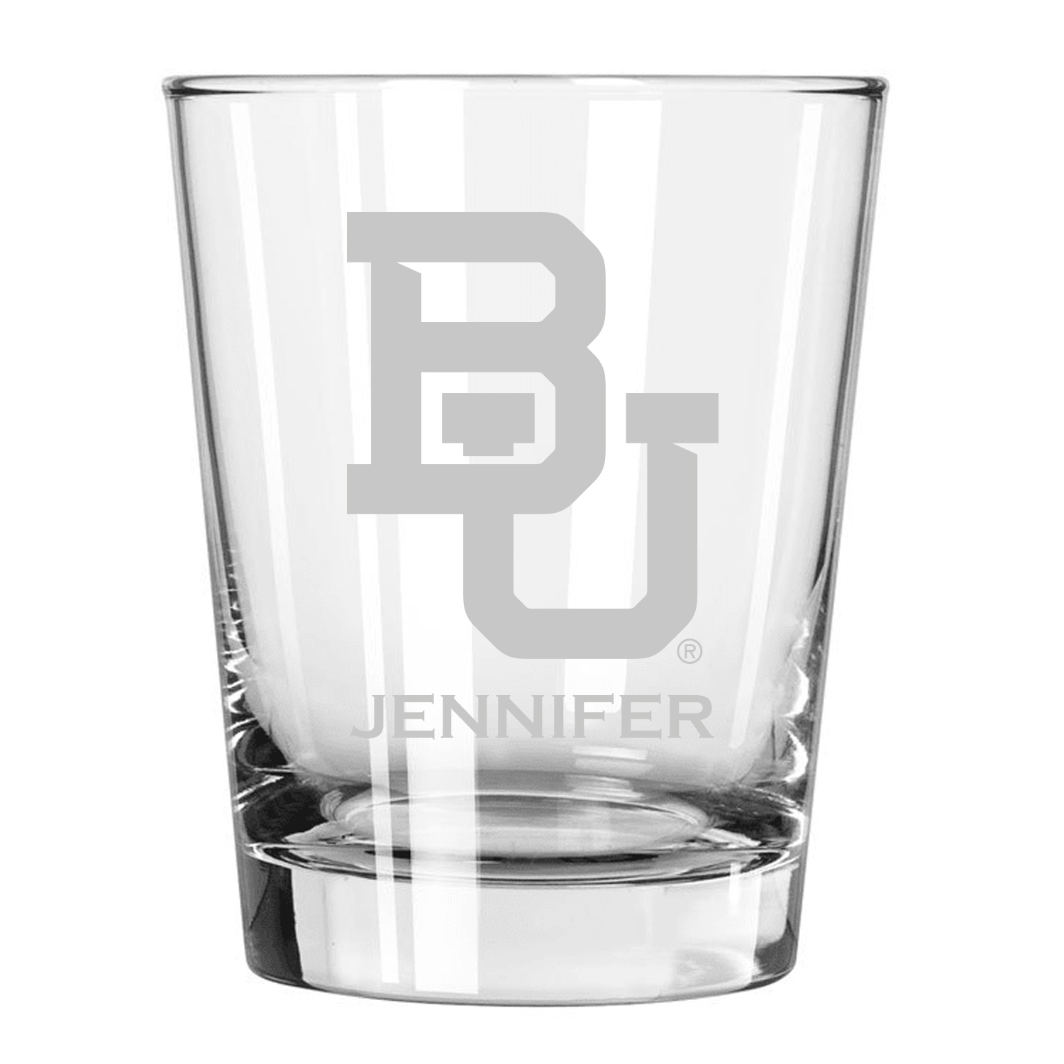 Baylor Bears 15oz. Personalized Double Old Fashion Etched Glass