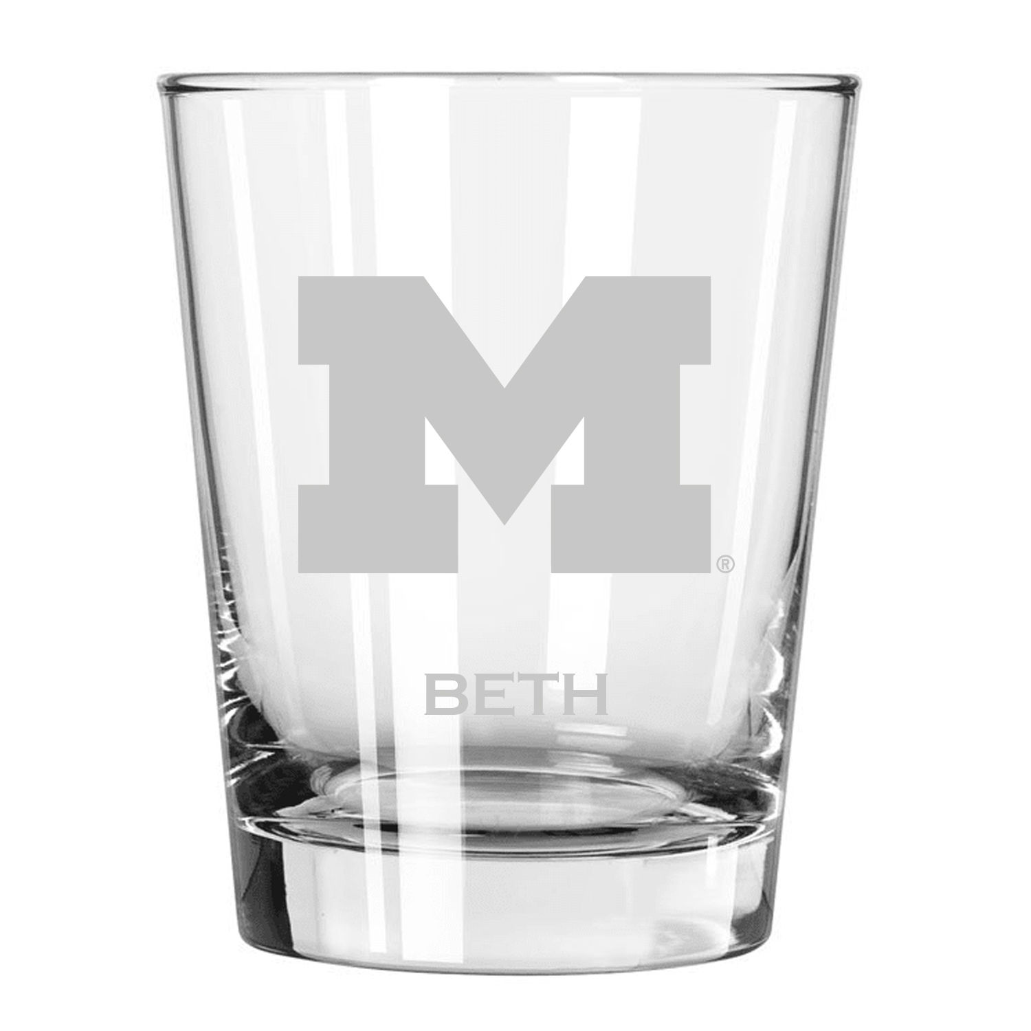Michigan Wolverines 15oz. Personalized Double Old Fashion Etched Glass Michigan Wolverines 15oz. Personalized Double Old Fashion Etched Glass