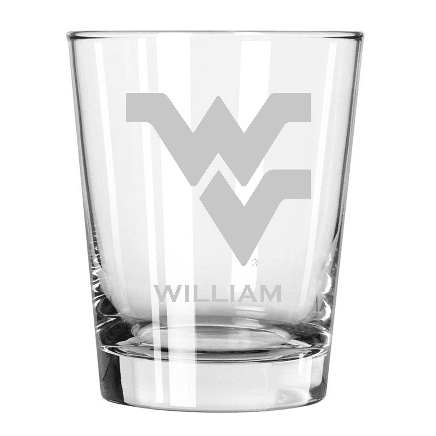 West Virginia Mountaineers 15oz. Personalized Double Old Fashion Etched Glass