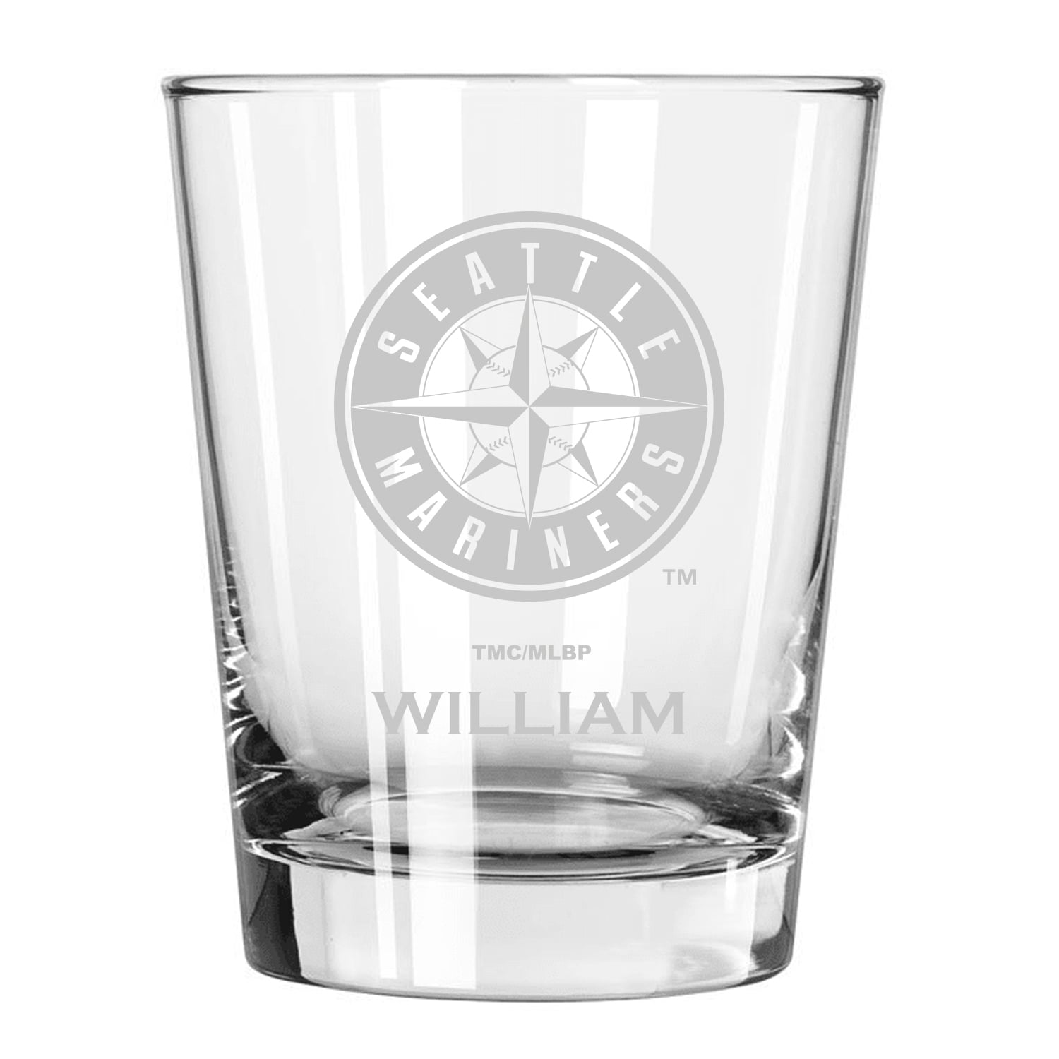 Seattle Mariners 15oz. Personalized Double Old Fashion Etched Glass