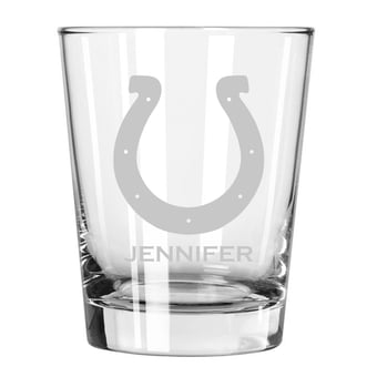 Indianapolis Colts 15oz. Personalized Double Old Fashion Etched Glass