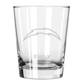 Los Angeles Chargers 15oz. Personalized Double Old Fashion Etched Glass