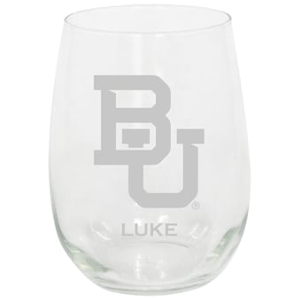Baylor Bears 15oz. Personalized Stemless Etched Glass Tumbler