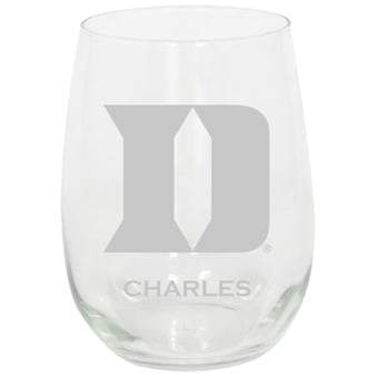 Duke Blue Devils 15oz. Personalized Stemless Etched Glass Tumbler