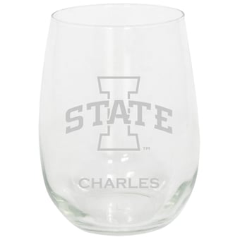 Iowa State Cyclones 15oz. Personalized Stemless Etched Glass Tumbler