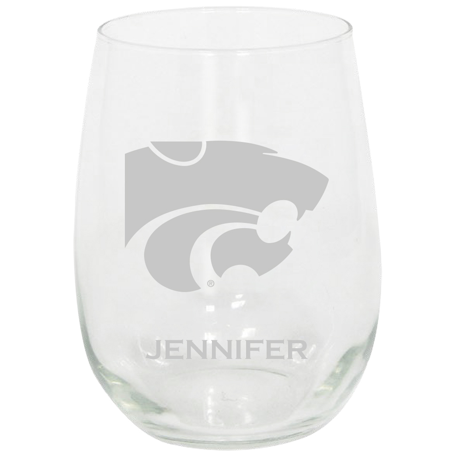 Kansas State Wildcats 15oz. Personalized Stemless Etched Glass Tumbler