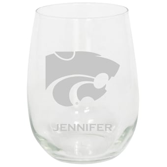 Kansas State Wildcats 15oz. Personalized Stemless Etched Glass Tumbler
