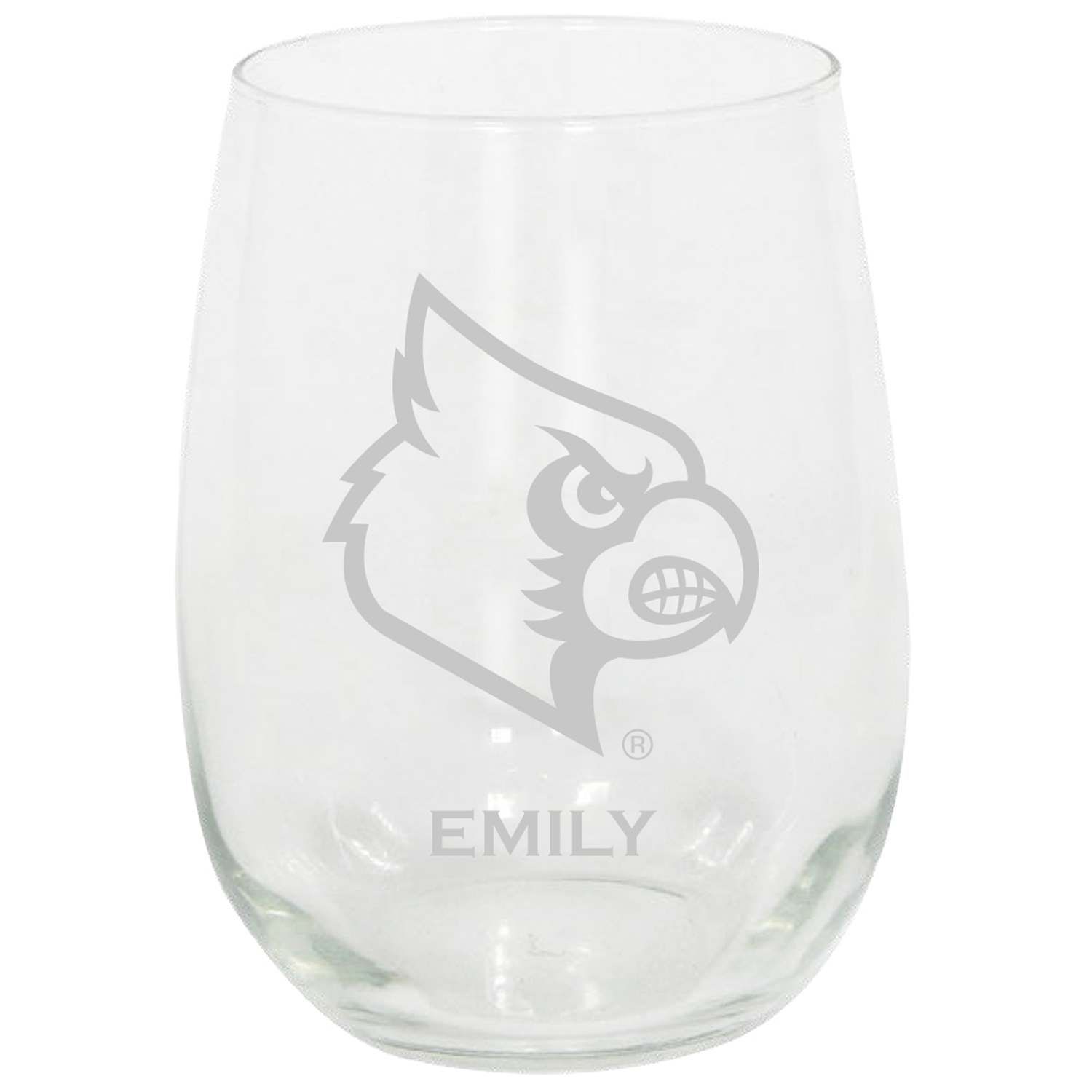 Louisville Cardinals 15oz. Personalized Stemless Etched Glass Tumbler