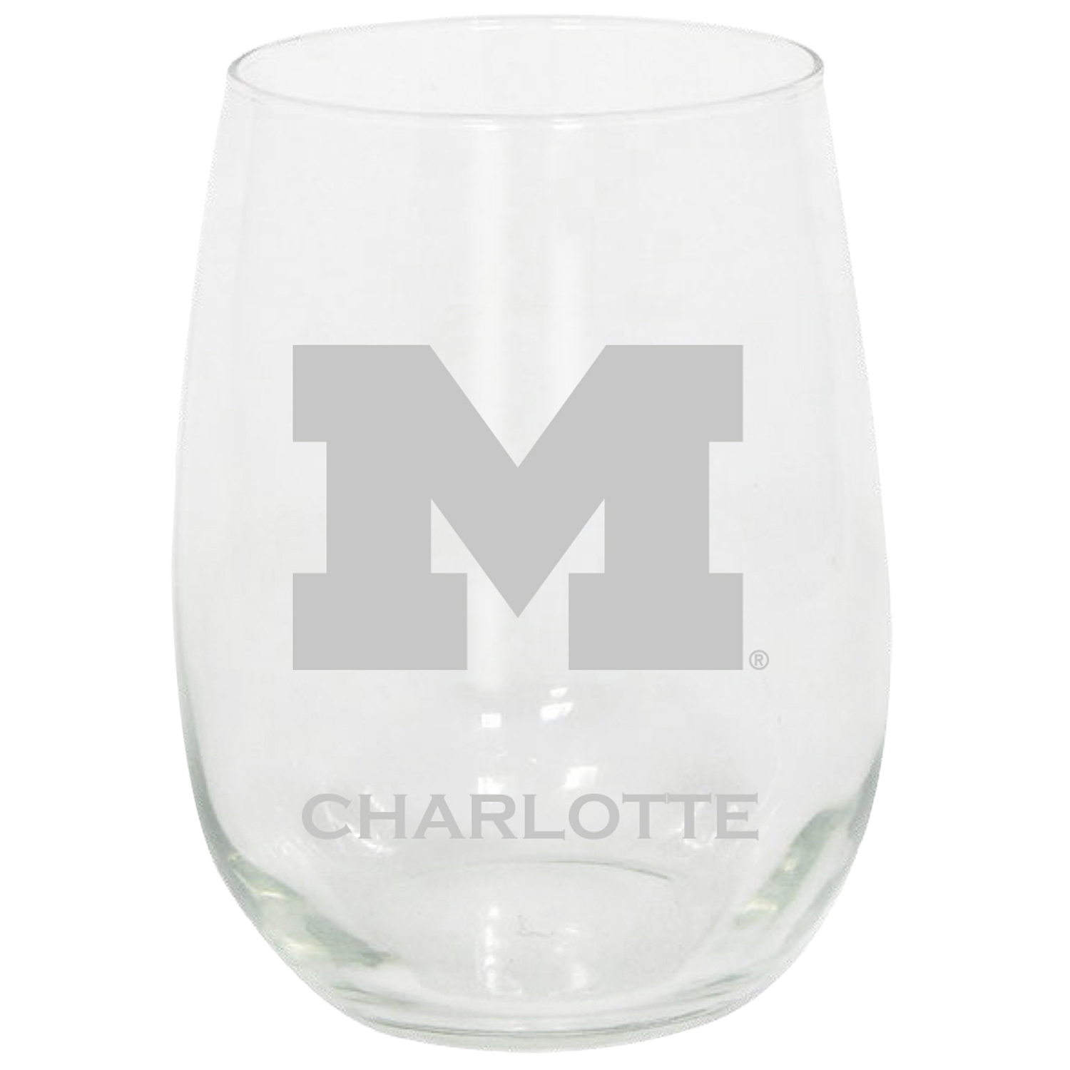 Michigan Wolverines 15oz. Personalized Stemless Etched Glass Tumbler