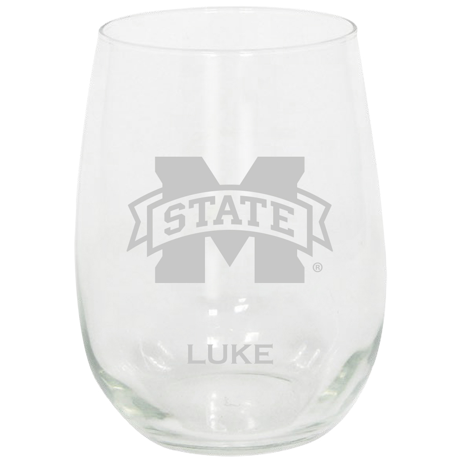 Mississippi State Bulldogs 15oz. Personalized Stemless Etched Glass Tumbler