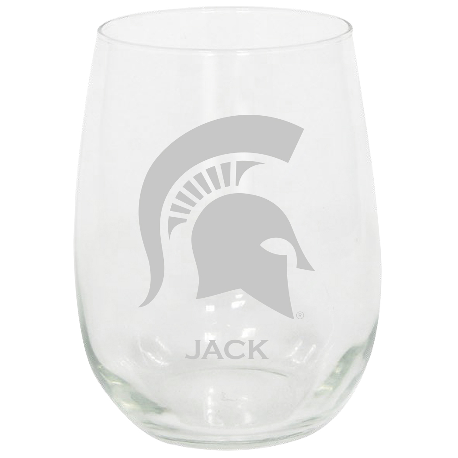 Michigan State Spartans 15oz. Personalized Stemless Etched Glass Tumbler