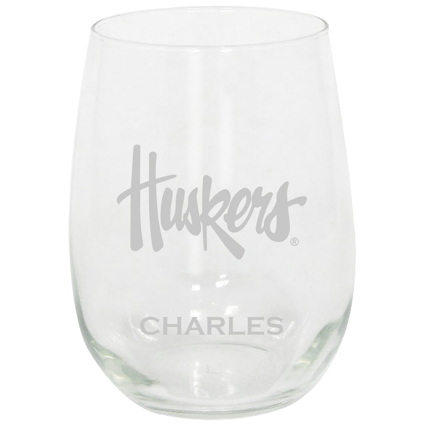 Nebraska Huskers 15oz. Personalized Stemless Etched Glass Tumbler